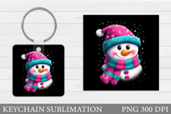 Cute Snowman Keychain Sublimation. Christmas Keychain Design Product Image 1