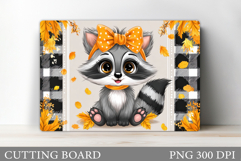 Fall Raccoon Cutting Board. Fall Cutting Board Sublimation Product Image 1