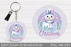 Cute Snowman Keychain Sublimation. Christmas Keychain Design Product Image 1