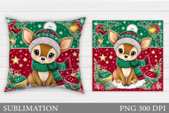 Christmas Deer Pillow Design. Christmas Pillow Sublimation Product Image 1
