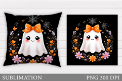 Halloween Ghost Pillow Design. Cute Ghost Sublimation Product Image 1