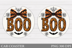 Boo Car Coaster Design. Halloween Car Coaster Sublimation Product Image 1