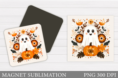 Halloween Ghost Magnet Design. Cute Ghost Sublimation Product Image 1