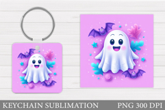 Halloween Keychain Sublimation. Ghost Keychain Design Product Image 1