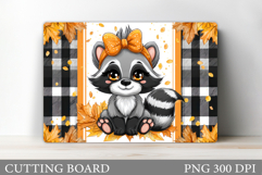 Fall Raccoon Cutting Board. Fall Cutting Board Sublimation Product Image 1
