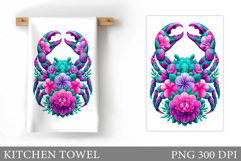 Crab Kitchen Towel Design. Crab Sublimation Product Image 1