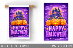 Halloween Pumpkin Kitchen Towel. Halloween Sublimation Product Image 1