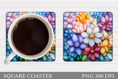 Floral Coaster Design. Flowers Coaster Sublimation Product Image 1