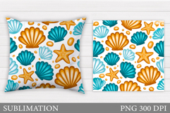 Seashell Pillow Design. Starfish Pillow Sublimation Product Image 1