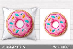 Pink Donut Pillow Design. Valentines Donut Sublimation Product Image 1