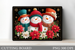 Cute Snowman Cutting Board. Winter Cutting Board Sublimation Product Image 1