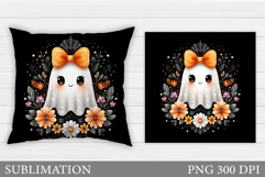 Halloween Ghost Pillow Design. Cute Ghost Sublimation Product Image 1
