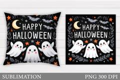 Halloween Ghost Pillow Design. Cute Ghost Sublimation Product Image 1