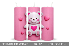 Valentines Bear Tumbler. Valentines Tumbler Sublimation Product Image 1