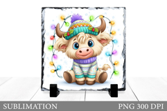 Christmas Cow Sublimation. Christmas Cow Slate Design Product Image 1