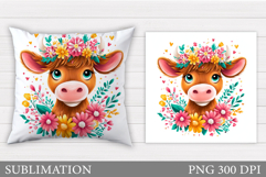 Cute Cow Pillow Design. Cow Sublimation Product Image 1