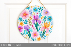 Flowers Door Sign Sublimation. Floral Door Sign Design Product Image 1