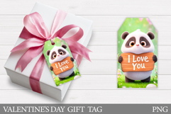 Valentines Panda Gift Tag. Valentine Gift Tag Printable Product Image 1