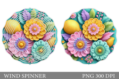 Lemons Wind Spinner Design. Flowers Wind Spinner Sublimation Product Image 1