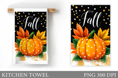Fall Pumpkin Kitchen Towel. Fall Kitchen Towel Sublimation Product Image 1