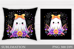 Cute Ghost Pillow Design. Cute Ghost Sublimation Product Image 1