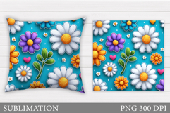 Daisy Flowers Pillow Sublimation. Flowers Sublimation Product Image 1
