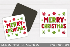 Merry Christmas Magnet Design. Christmas Magnet Sublimation Product Image 1