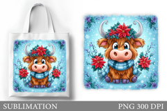 Highland Cow Tote Bag. Christmas Tote Bag Sublimation Product Image 1
