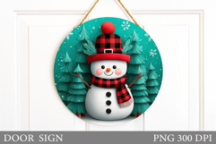 Christmas Snowman Door Sign. Christmas Door Sign Sublimation Product Image 1