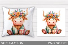 Cute Cow Pillow Design. Cow Sublimation Product Image 1