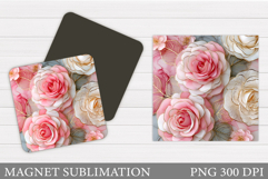 Roses Magnet Sublimation. Flowers Magnet Design Product Image 1