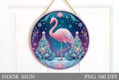 Christmas Flamingo Door Sign. Christmas Door Sign Design Product Image 1