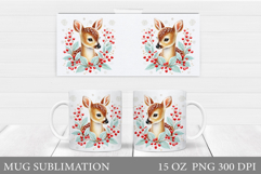 Christmas Deer Mug Design. Cute Deer Mug Sublimation Product Image 1