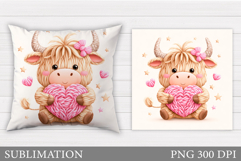 Crochet Valentines Cow Pillow. Valentines Pillow Sublimation Product Image 1