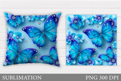 Butterfly Flowers Sublimation. Butterfly Pillow Sublimation Product Image 1