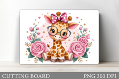 Giraffe Cutting Board Design. Giraffe Flowers Cutting Board Product Image 1