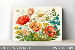 Wildflowers Cutting Board. Flowers Cutting Board Sublimation Product Image 1