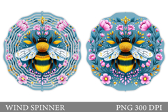 Bee Wind Spinner Sublimation. Flowers Wind Spinner Design Product Image 1
