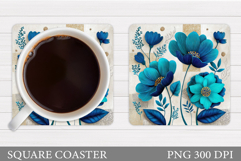 Floral Coaster Sublimation. Flowers Coaster Design Product Image 1