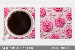 Roses Coaster Sublimation. Flowers Coaster Design Product Image 1