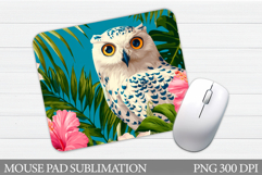 Owl Mouse Pad Design. Owl Flowers Mouse Pad Sublimation Product Image 1