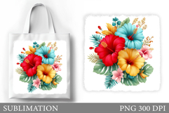 Tropical Flowers Tote Bag. Flowers Sublimation Product Image 1
