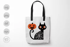 Halloween Black Cat Svg, Spooky Cat Svg, Cat and Pumpkin Product Image 4