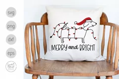Merry and Bright Dog Svg, Christmas Holiday Dachshund Svg Product Image 3