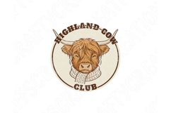 Highland Cow Club Png, Cute Highland Cow Logo Png, Western Product Image 8