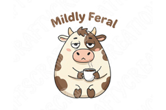 Mildly Feral Cow PNG, Funny Coffee Cow PNG, Cute Grumpy Cow Product Image 2
