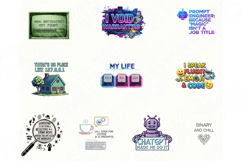 AI Tech Humor Png Bundle, Funny Digital Creator Quotes, Chat Product Image 1