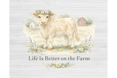 Life Is Better on the Farm Png, Cottagecore Cow Illustration Product Image 2