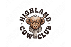 Highland Cow Club Png, Cute Western Highland Cow Logo Png Product Image 9