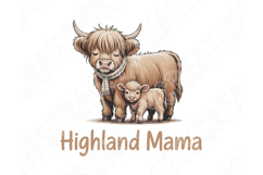 Highland Mama Png, Highland Cow Mom Png, Cute Cow and Calf Product Image 9